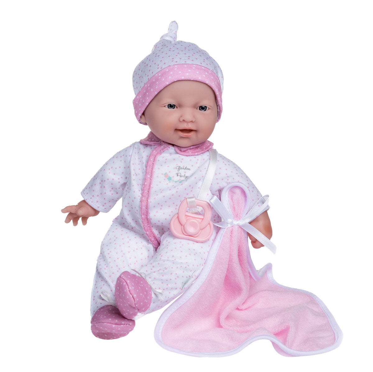 Muneca La Baby blanco y rosa 28 cm para dormir con pijama chupete y manta