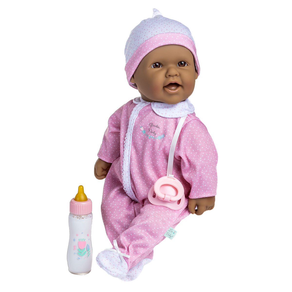 Muneca La Baby hispana 40 cm para dormir con pijama chupete y biberon