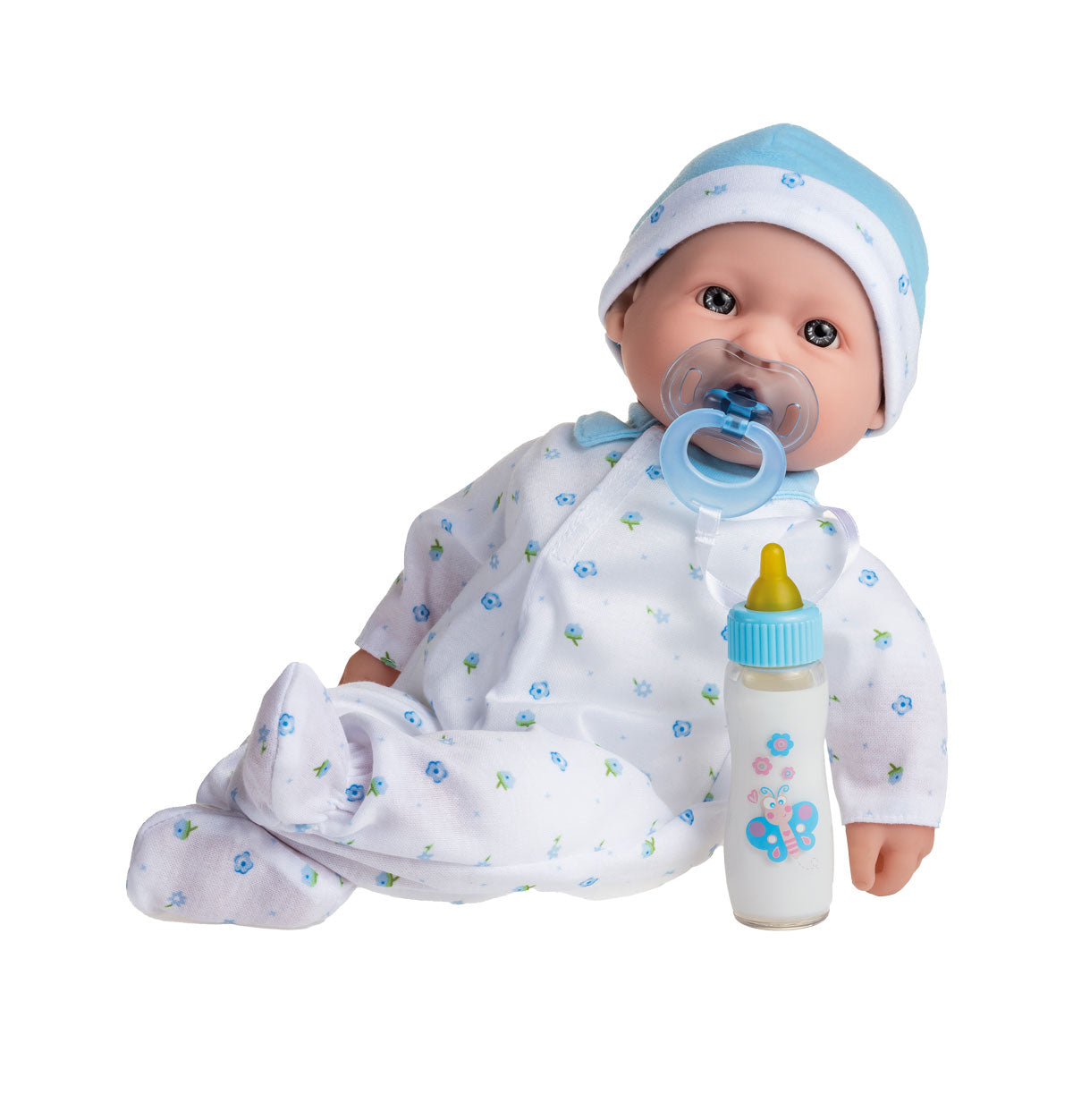 Muneca La Baby azul 40 cm para dormir con pijama chupete y biberon JC Toys Spain S.L