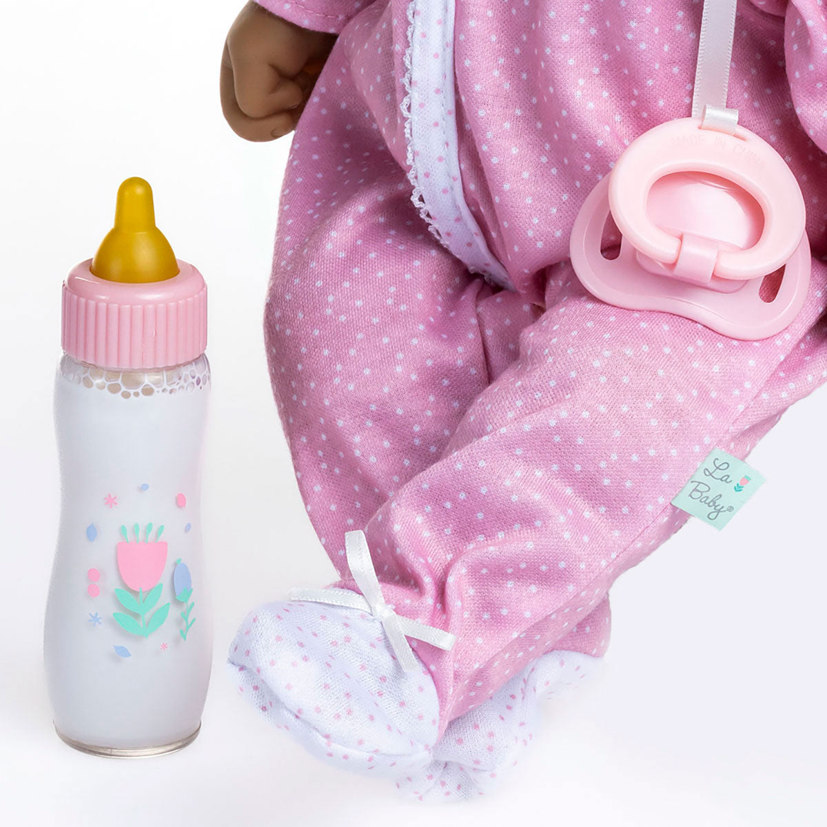 Hispanic La Baby doll 40 cm to sleep with pajamas, pacifier and bottle