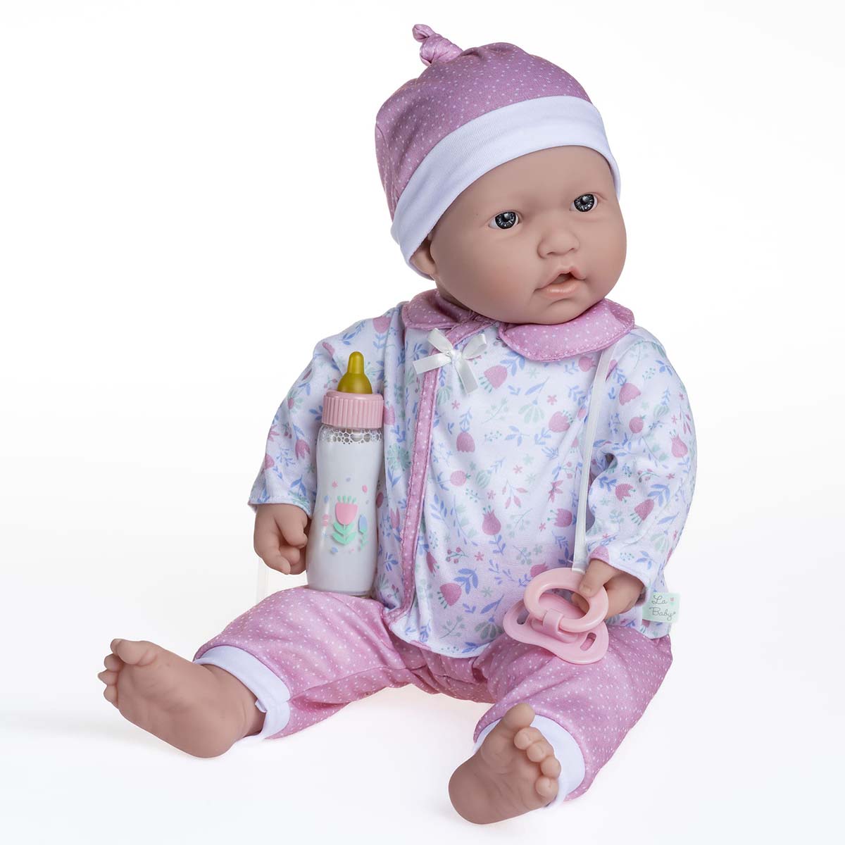La Baby doll pink and white 51 cm to sleep with pajamas, pacifier and ...