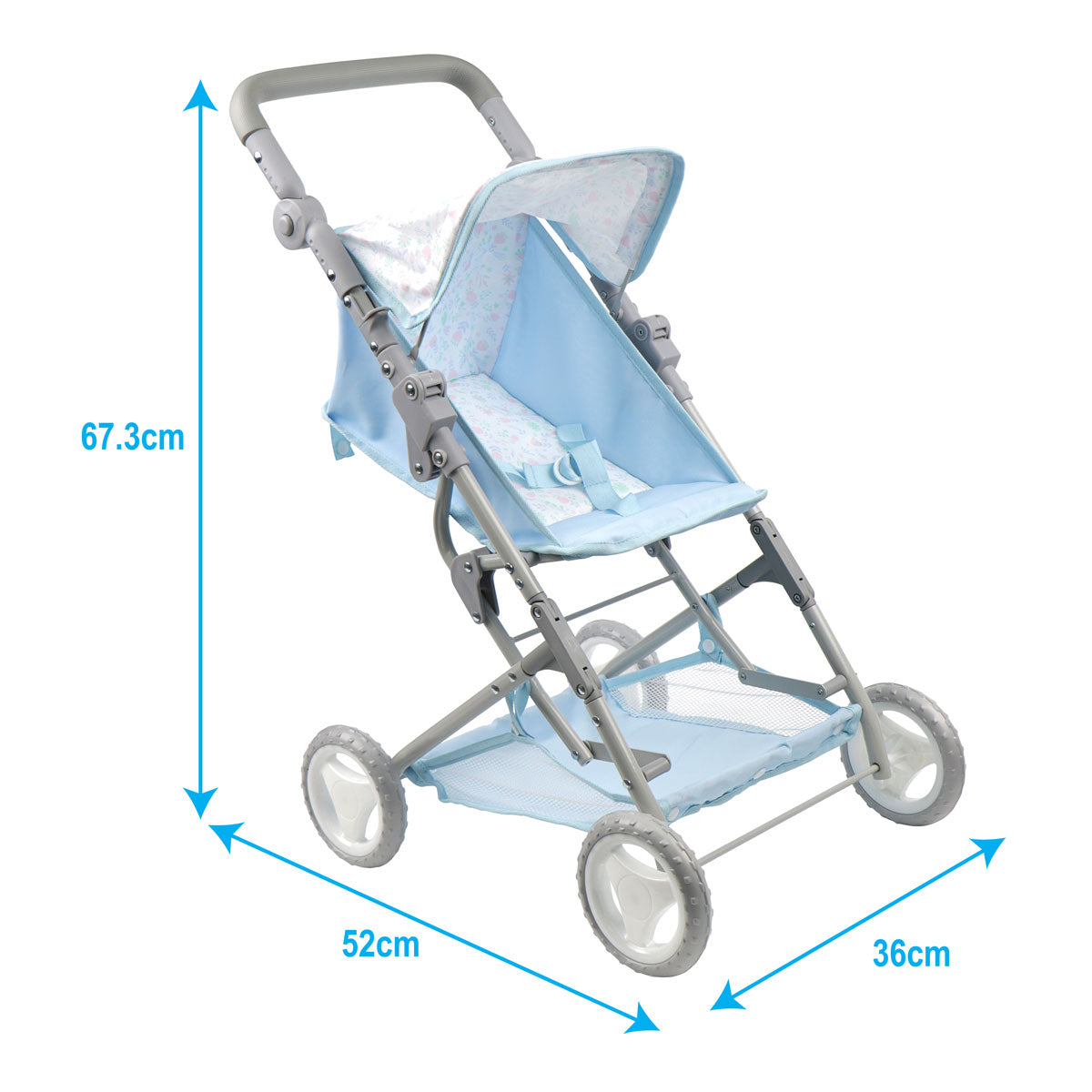 Umbrella mode folding stroller for dolls up to 45 cm