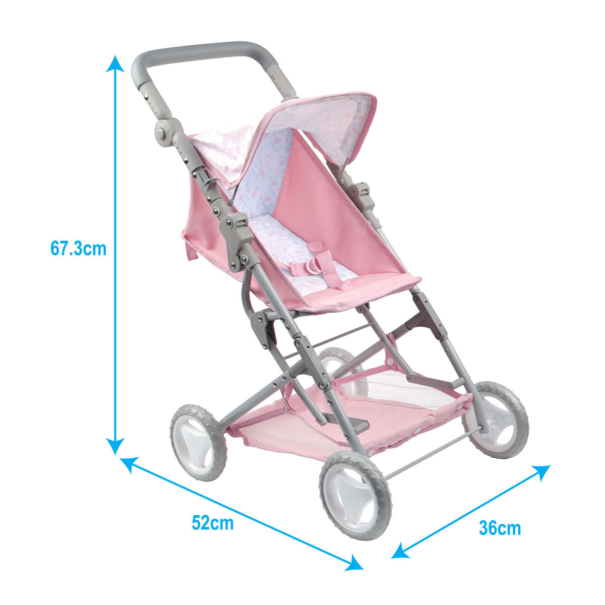 Umbrella mode folding stroller for dolls up to 45 cm