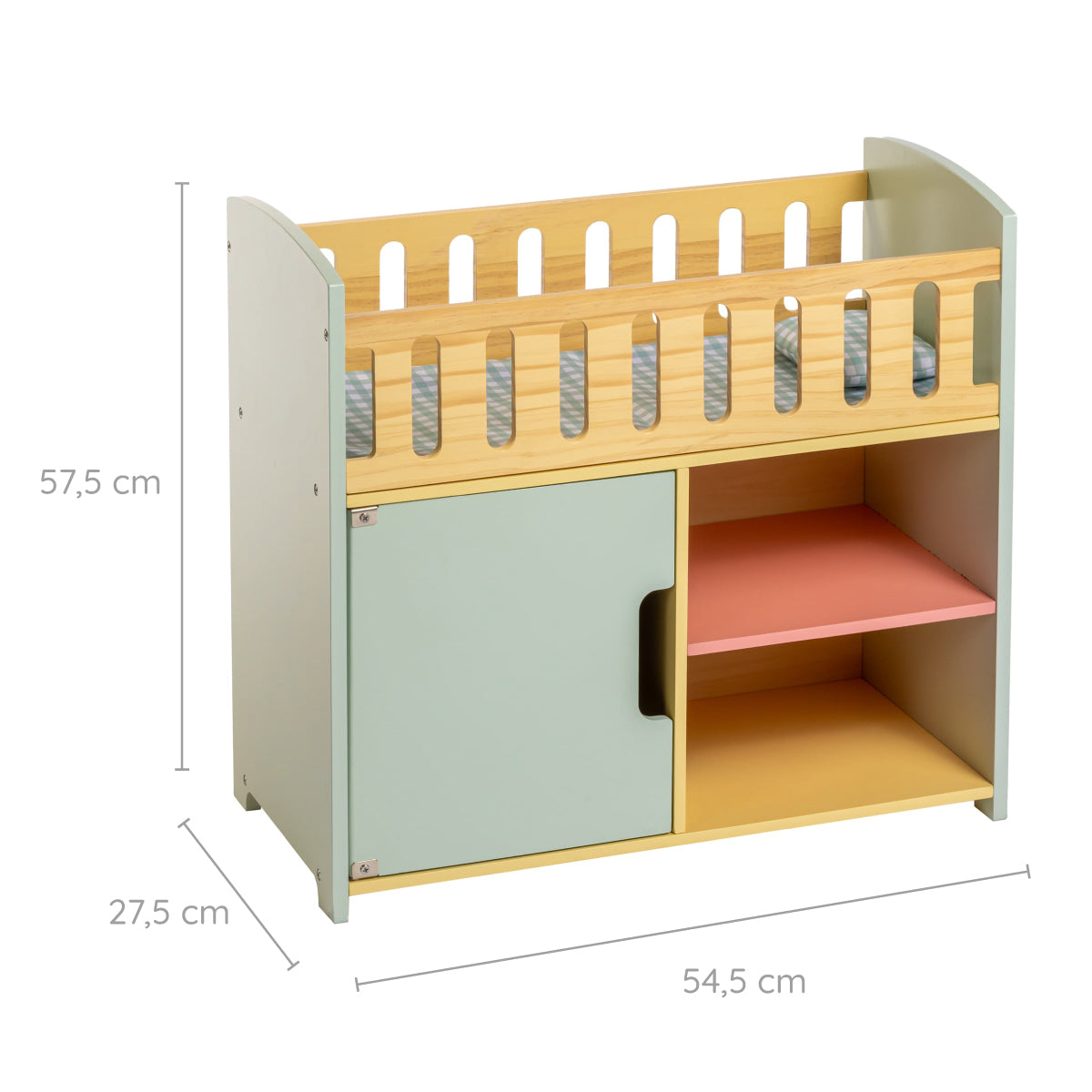 Wooden crib with wardrobe